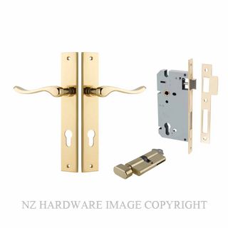 IVER 10420KENTR60KT STIRLING KEY-TURN ENTRANCE LOCK KITSET RECTANGULAR PLATE POLISHED BRASS