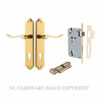IVER 10422KENTR60KT STIRLING KEY-TURN ENTRANCE LOCK KITSET SHOULDERED PLATE POLISHED BRASS
