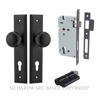 IVER 12840KENTR60KK CAMBRIDGE KEY-KEY ENTRANCE LOCK KITSET STEPPED PLATE MATT BLACK