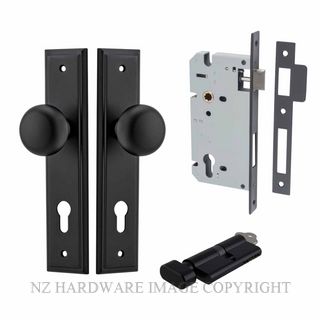 IVER 12840KENTR60KT CAMBRIDGE KEY-TURN ENTRANCE LOCK KITSET STEPPED PLATE MATT BLACK