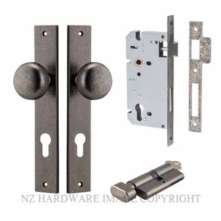 IVER 13822KENTR60KT CAMBRIDGE KEY-TURN ENTRANCE LOCK KITSET RECTANGULAR PLATE DISTRESSED NICKEL