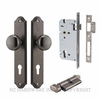 IVER 13828KENTR60KT CAMBRIDGE KEY-TURN ENTRANCE LOCK KITSET SHOULDERED PLATE DISTRESSED NICKEL