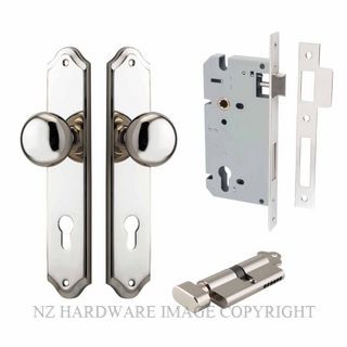 IVER 14328KENTR60KT CAMBRIDGE KEY-TURN ENTRANCE LOCK KITSET SHOULDERED PLATE POLISHED NICKEL