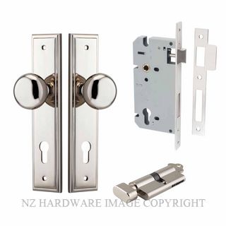 IVER 14340KENTR60KT CAMBRIDGE KEY-TURN ENTRANCE LOCK KITSET STEPPED PLATE POLISHED NICKEL