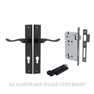 IVER 12920KENTR60KT STIRLING KEY-TURN ENTRANCE LOCK KITSET RECTANGULAR PLATE MATT BLACK