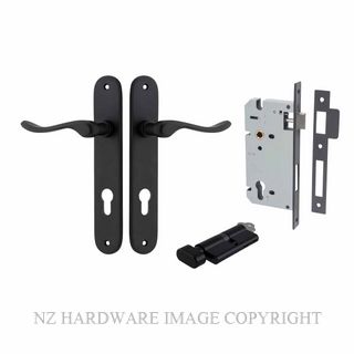 IVER 12924KENTR60KT STIRLING KEY-TURN ENTRANCE LOCK KITSET OVAL PLATE MATT BLACK