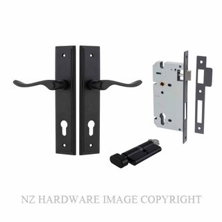 IVER 12926KENTR60KT STIRLING KEY-TURN ENTRANCE LOCK KITSET STEPPED PLATE MATT BLACK