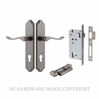 IVER 13922KENTR60KT STIRLING KEY-TURN ENTRANCE LOCK KITSET SHOULDERED PLATE DISTRESSED NICKEL
