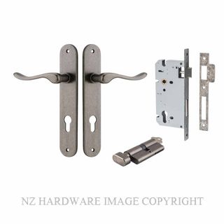 IVER 13924KENTR60KT STIRLING KEY-TURN ENTRANCE LOCK KITSET OVAL PLATE DISTRESSED NICKEL