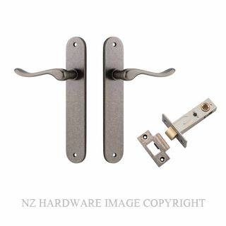 IVER 13924KPASS60 STIRLING PASSAGE LATCH KITSET OVAL PLATE DISTRESSED NICKEL