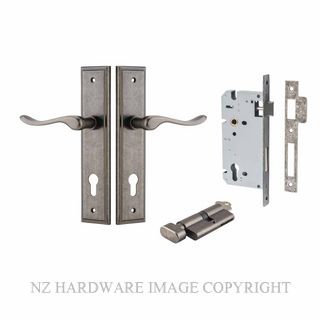 IVER 13926KENTR60KT STIRLING KEY-TURN ENTRANCE LOCK KITSET STEPPED PLATE DISTRESSED NICKEL
