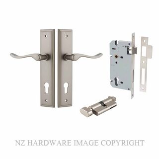 IVER 14926KENTR60KT STIRLING KEY-TURN ENTRANCE LOCK KITSET STEPPED PLATE SATIN NICKEL