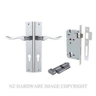 IVER 12420KENTR60KT STIRLING KEY-TURN ENTRANCE LOCK KITSET RECTANGULAR PLATE BRUSHED CHROME