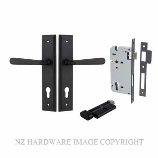 IVER 12878KENTR60KT COPENHAGEN KEY-TURN ENTRANCE LOCK KITSET STEPPED PLATE MATT BLACK