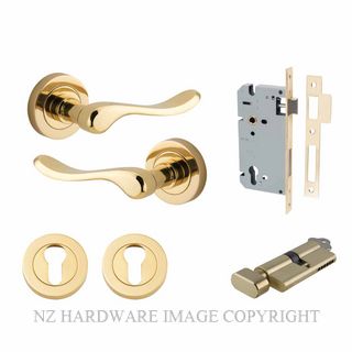 IVER 20790KENTR60KT STIRLING KEY-TURN ENTRANCE LOCK KITSET ROUND ROSE POLISHED BRASS