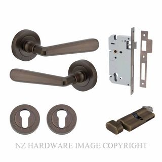 IVER 20801KENTR60KT COPENHAGEN KEY-TURN ENTRANCE LOCK KITSET ROUND ROSE SIGNATURE BRASS