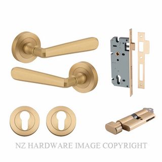 IVER 20806KENTR60KT COPENHAGEN KEY-TURN ENTRANCE LOCK KITSET ROUND ROSE BRUSHED BRASS