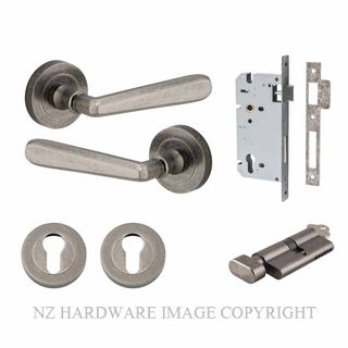 IVER 20807KENTR60KT COPENHAGEN KEY-TURN ENTRANCE LOCK KITSET ROUND ROSE DISTRESSED NICKEL