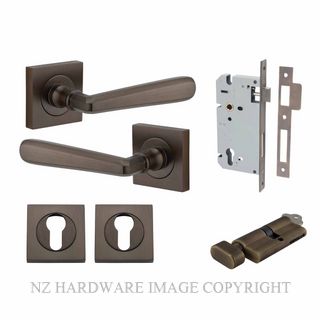 IVER 21191KENTR60KT COPENHAGEN KEY-TURN ENTRANCE LOCK KITSET SQUARE ROSE SIGNATURE BRASS