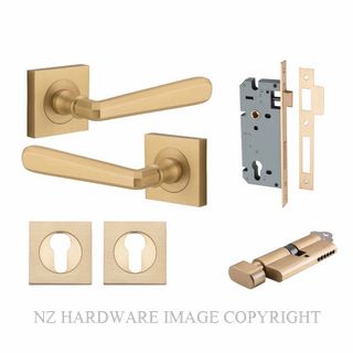 IVER 21196KENTR60KT COPENHAGEN KEY-TURN ENTRANCE LOCK KITSET SQUARE ROSE BRUSHED BRASS