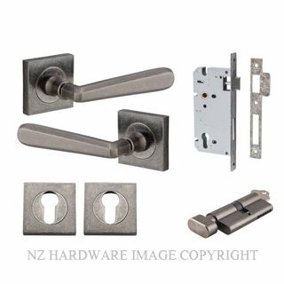 IVER 21197KENTR60KT COPENHAGEN KEY-TURN ENTRANCE LOCK KITSET SQUARE ROSE DISTRESSED NICKEL