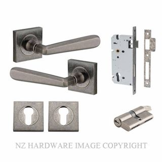 IVER 21197KENTR60KK COPENHAGEN KEY-KEY ENTRANCE LOCK KITSET SQUARE ROSE DISTRESSED NICKEL