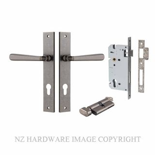 IVER 13872KENTR60KT COPENHAGEN KEY-TURN ENTRANCE LOCK KITSET RECTANGULAR PLATE DISTRESSED NICKEL