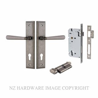 IVER 13878KENTR60KT COPENHAGEN KEY-TURN ENTRANCE LOCK KITSET STEPPED PLATE DISTRESSED NICKEL