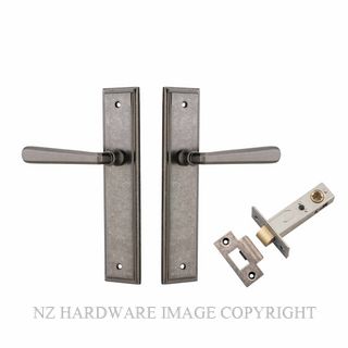 IVER 13878KPASS60 COPENHAGEN PASSAGE LATCH KITSET STEPPED PLATE DISTRESSED NICKEL