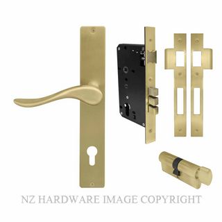 WINDSOR 8247 MSB HAVEN SQUARE LONGPLATE LOCKSET E85 MATT SATIN BRASS