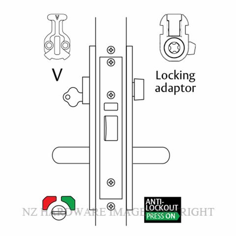 LOCKWOOD 3782VTALFSS - 5782VTALFSS  ANTILOCKOUT  ESCAPE LOCK SATIN STAINLESS