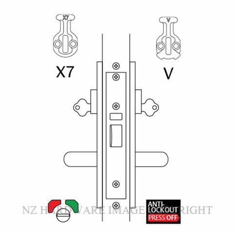 LOCKWOOD 3782XVLFSS - 5782XVLFSS  KEY ENTRY ESCAPE LOCK SATIN STAINLESS