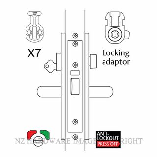 LOCKWOOD 3782XTLFSS - 5782XTLFSS KEY ENTRY ESCAPE LOCK SATIN STAINLESS