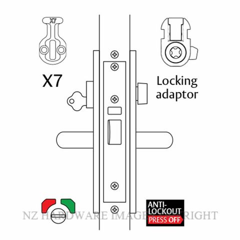 LOCKWOOD 3782XTLFSS - 5782XTLFSS KEY ENTRY ESCAPE LOCK SATIN STAINLESS