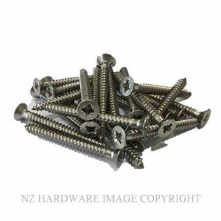 NZ HARDWARE SS9X20PZ/J STAINLESS SCREW 9 GAUGE 20MM SATIN STAINLESS
