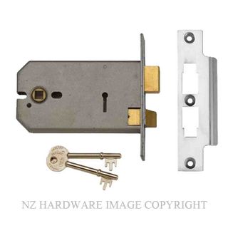 UNION UY2077-SC-5.00 3 LEVER HORIZONTAL MORTICE LOCK SATIN CHROME