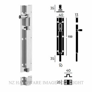 JNF IN.17.611.150 BARREL BOLT 150MM SATIN STAINLESS 304