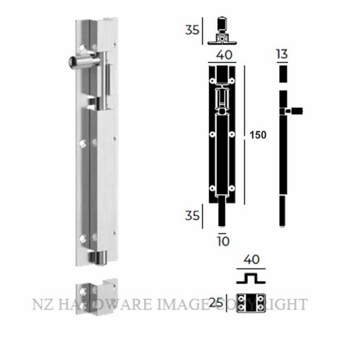 JNF IN.17.611.150 BARREL BOLT 150MM SATIN STAINLESS 304