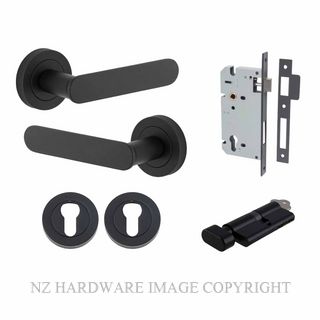IVER 0333KENTR60KT BRONTE ROUND ROSE KEY-TURN ENTRANCE LOCK KITSET MATT BLACK