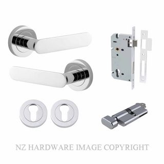 IVER 0334KENTR60KT BRONTE ROUND ROSE KEY-TURN ENTRANCE LOCK KITSET CHROME PLATE
