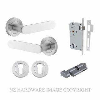 IVER 0335KENTR60KT BRONTE ROUND ROSE KEY-TURN ENTRANCE LOCK KITSET BRUSHED CHROME