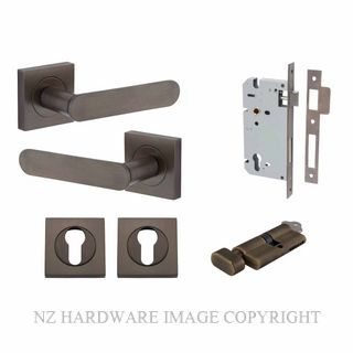 IVER 0401KENTR60KT BRONTE SQUARE ROSE KEY-TURN ENTRANCE LOCK KITSET SIGNATURE BRASS