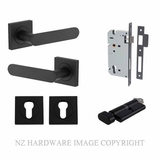 IVER 0403KENTR60KT BRONTE SQUARE ROSE KEY-TURN ENTRANCE LOCK KITSET MATT BLACK