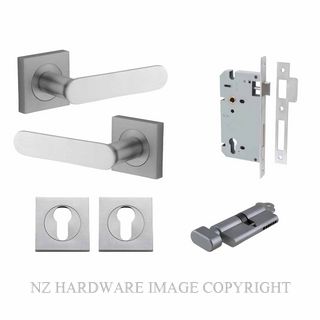 IVER 0405KENTR60KT BRONTE SQUARE ROSE KEY-TURN ENTRANCE LOCK KITSET BRUSHED CHROME