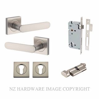IVER 0409KENTR60KT BRONTE SQUARE ROSE KEY-TURN ENTRANCE LOCK KITSET SATIN NICKEL