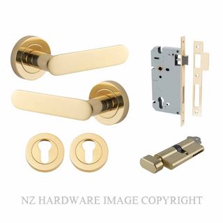 IVER 0330KENTR60KT BRONTE ROUND ROSE KEY-TURN ENTRANCE LOCK KITSET POLISHED BRASS