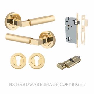 IVER 0340KENTR60KT BERLIN ROUND ROSE KEY-TURN ENTRANCE LOCK KITSET POLISHED BRASS