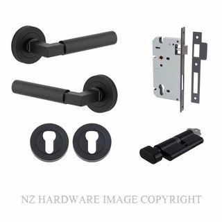 IVER 0343KENTR60KT BERLIN ROUND ROSE KEY-TURN ENTRANCE LOCK KITSET MATT BLACK