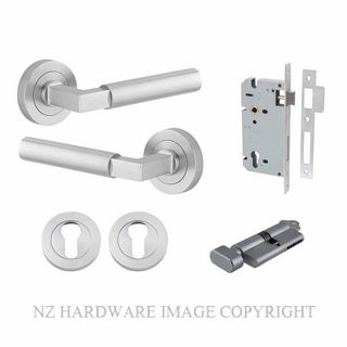 IVER 0345KENTR60KT BERLIN ROUND ROSE KEY-TURN ENTRANCE LOCK KITSET BRUSHED CHROME