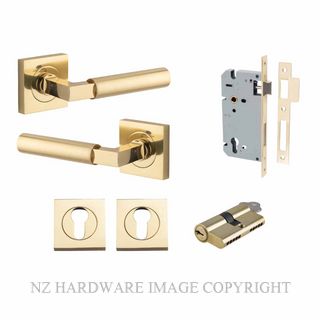 IVER 0410KENTR60KK BERLIN SQUARE ROSE KEY-KEY ENTRANCE LOCK KITSET POLISHED BRASS